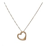 10k Pol Yellow Gold Heart Charm on 18in Singapore Chain