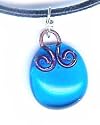 Baerreis - Fused Glass Pendant - Bright Blue Clear Glass - USA Designer Made