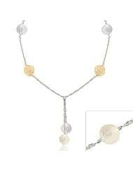 Sterling Silver Iridescent Genuine Freshwater Cultured Coin Pearl Lariat Necklace