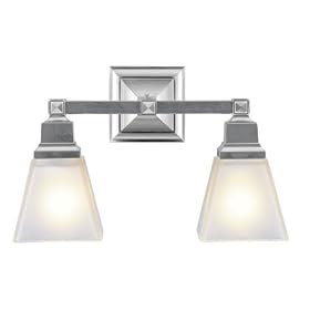 Mission - 2 Light Mission Bathroom Vanity Lighting Fixture - Brushed Nickel - Frosted... by Livex Lighting