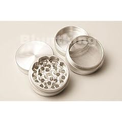 DIPSE 50mm Alu Grinder / Polinator 4-Teilig mit Sieb aus CNC- gefr�sten Aerospace-Aluminium shark teeth Siebgrinder