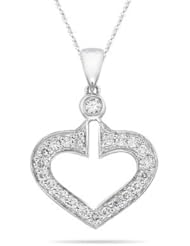 0.25 Cts Diamond Heart Pendant in 18K White Gold