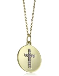 KC Designs "Faithfully Yours" Diamond 14k Yellow Gold Cross Disc Pendant Necklace, 16"