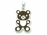 Sterling Silver Resin Teddy Bear Pendant - Chain Included