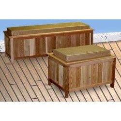 Childrens Toyshop  Outdoor Living : Cedar Storage Bench-Outdoor Ready-With Cushion (Cedar w/ Natural Cushion) (Long - 18"h x 52"w x 19"d)