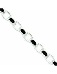 Genuine .925 Sterling Silver Onyx Bracelet 22.7 Grams 7.5 Inch Length. 100% Satisfaction Guaranteed.