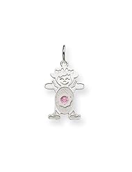 14K White Gold Girl 2.5mm Synthetic