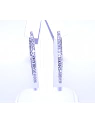 14K White Gold Diamond Hoop Earrings