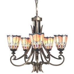 Dale Tiffany RH50111 27-Inch by 26-Inch Multicolored Alesandro Chandelier with Antique Bronze Finish And Art Glass Shade