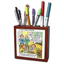 Londons Times Funny Famous Cartoons - Russia vs. Barbie Dolls - Tile Pen Holders-5 inch tile pen holder