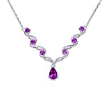 Eye catchy 2.00 carats total weight Pear & Round Shape Amethyst Multi-Gemstone Necklace in Sterling Silver