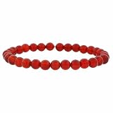 Genuine Carnelian Stone 6mm Bead Beaded Stretch Bracelet