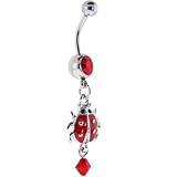 Ruby Red Gem LADY BUG SUPERIOR Dangle Belly Ring