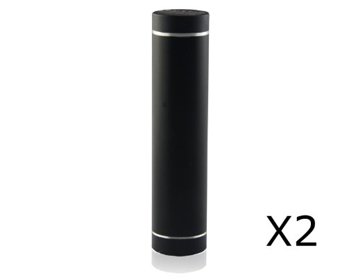 YY Store®[Shipped From US] 2pcs 2600mah Portable External Battery Pack Charger Power Bank for iPhone 5S, 5C, 5, 4S, Galaxy S5, S4, S3, Note 3,Nexus 4, 5,6,HTC One,MAX,Motorola Droid, MOTO X, LG G Pro 2 and more (Apple 30 pin and lightning, Samsung 30 pin adapter, not included)-Black 2pcs