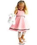 Le Top Romance Pink Sleeveless Dot Dress w/ Gingham & Lace Trim