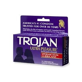 Trojan Ultra Pleasure Lubricated Latex Condoms, Spermicidal
