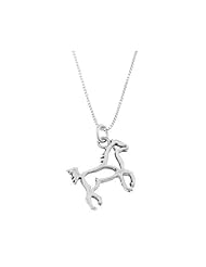 Sterling Silver Double Sided Outline Body of Horse Frame Necklace