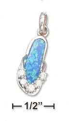 Sterling Silver Synthetic Blue Created Opal Flip Flop Charm - JewelryWeb