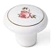 1-1/2" Dia White with Flowers Ceramic Knob