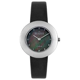 Skagen Women's Titanium Black Leather Watch #569STLB