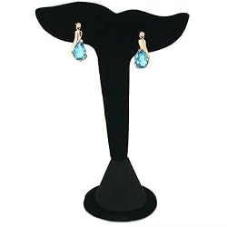 Black Velvet Leaf Earring Display Stand Showcase 5"