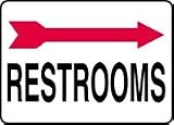 RESTROOM SIGNS RESTROOMS (ARROW RIGHT) 10 x 14 Plastic Sign