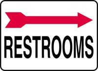 RESTROOM SIGNS RESTROOMS (ARROW RIGHT) 10 x 14 Adhesive Dura-Vinyl Sign