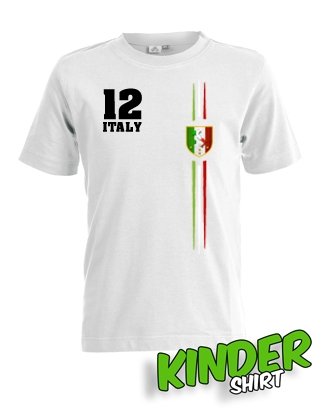 ITALY FAN SHIRT – ITALIEN – KIDS – WEISS – T-SHIRT by Jayess-Kids Gr. 122/128