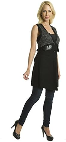 Premise Paris Women Tweed Bodice and Wool Felt bottom Long Vest Grey M