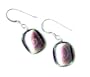 Artisan Made - Pink, Green on Black Dichroic Fused Glass Earrings