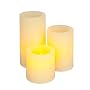 Everlasting Glow Flameless Wax Straight Edge Pillar Candle, Ivory, Set of 3