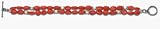 7 1/2 Carnelian and Pearl Semi Precious Bead Bracelet - Sterling Silver Jewelry