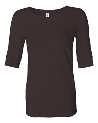 B8103 Bella Women Sheer Jersey Longer-Length Scoop Neck T-Shirt B8103 Medium Chocolate