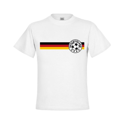 MDMA Kinder T-Shirt Deutschlandfahne breit mit Fußballemblem 4 Sterne links auf der Brust mdma-kt00006-1 Textil white / Motiv farbig Gr. 98/104