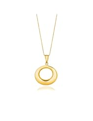 14K Yellow Gold Open Circle Drop Pendant