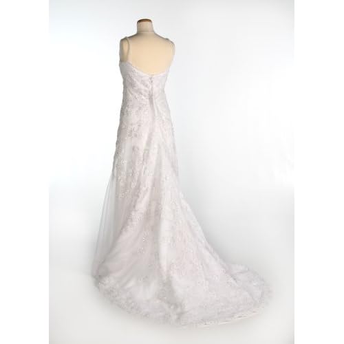 White Spagetti Strap Wedding Gown