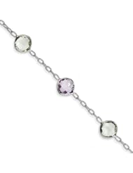 Sterling Silver Amethyst & Green Quartz Bracelet, Best Quality Free Gift Box Satisfaction Guaranteed