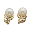 14K Yellow Gold Mabe White Cultured Pearl and Diamond Earrings