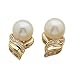 14K Yellow Gold Mabe White Cultured Pearl and Diamond Earrings