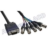 1.5 ft Amphenol SVGA Breakout Cable - HD15 Male to 5 BNC Female (RGBHV)