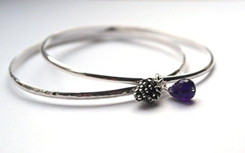 Set of Sterling Silver Bangles Two Bangles Stacking Bangles