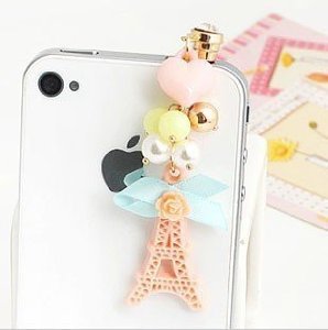 Wisedeal Princess Korea Style Eiffel Tower Flower Heart Crystal Earphone Jack / Dust Plug for Apple Iphone 4, 4s, 5 /Samaung i9100 i9300 / ipad / ipod touch /Mac tap / other 3.5mm Ear Jack