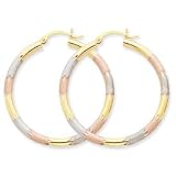 14k Tri-color Gold 3mm Diamond-cut Earrings