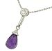 Amethyst Briolette Pendant w/ Diamond on Chain .03cttw