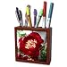 Yves Creations Florals and Bouquets - Deep Red Flower - Tile Pen Holders-5 inch tile pen holder