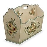 Wood magazine rack, 'Three Daisies'