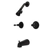 Kingston Brass KB245AL Twin Handle Tub and Shower Faucet with Decor Lever Handle, Oil Rubbed Bronze 