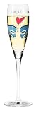Champagne Glass, Pearls, Blue Faced Lovers, Designer Color Enamel Prosecco Flute in Gift Box