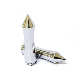 Motorcycle Spiked Chrome Hand Grips Fits Metric Cruisers, Harleys, Choppers, Custom High Quality Chrome Billet Grips Motorcycle Spiked Chrome Hand Grips Fits Metric Cruisers, Harleys, Choppers, Custom High Quality Chrome Billet Grips