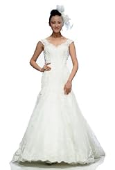 Off the Shoulder Lace Wrap Organza/Tulle Mermaid Wedding Dress 